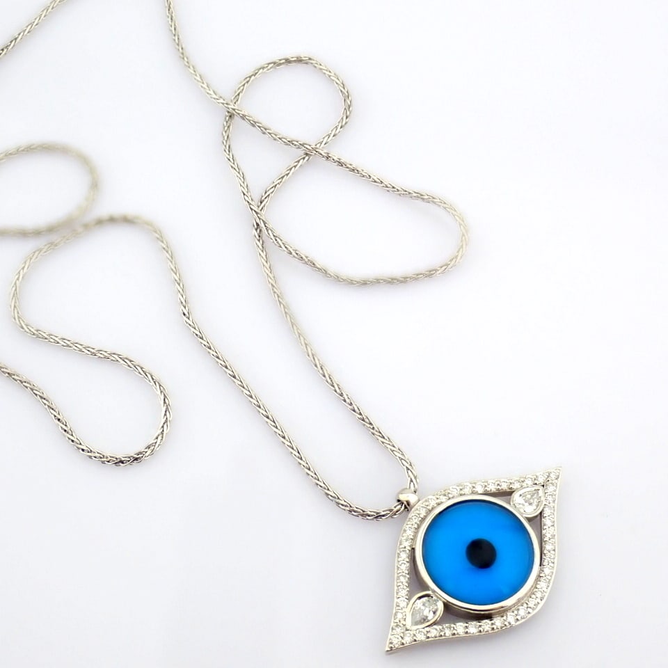 Natural Diamond 14K White Gold Necklace - 9