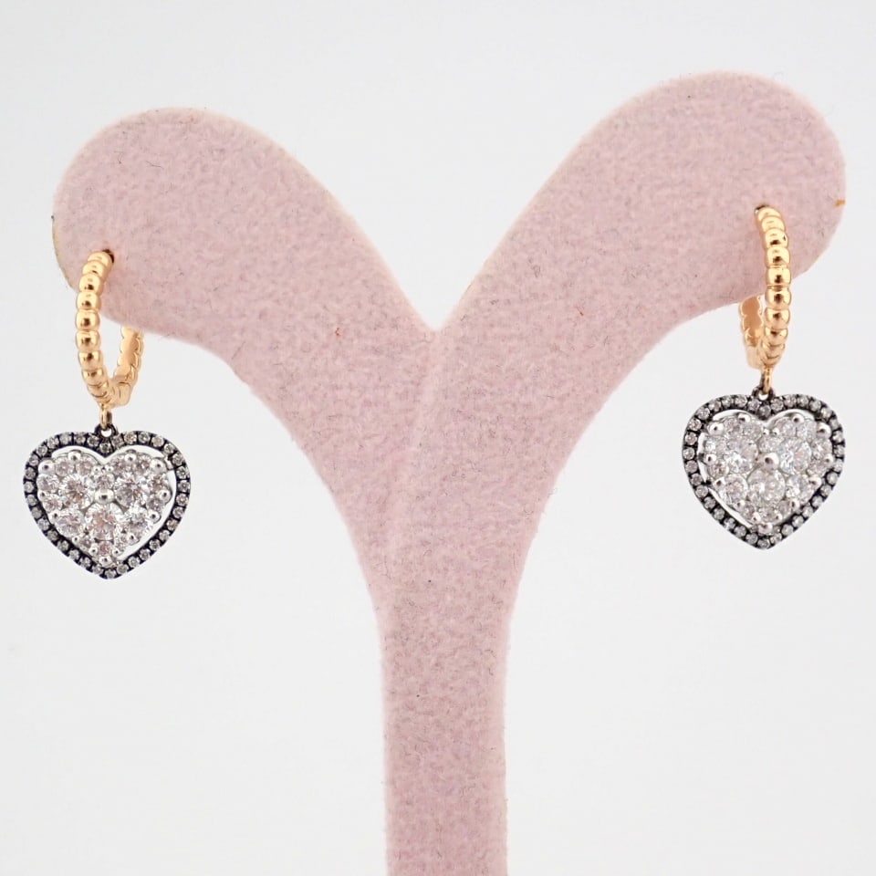 Natural Diamond 18K Yellow & White Gold Earring - 2