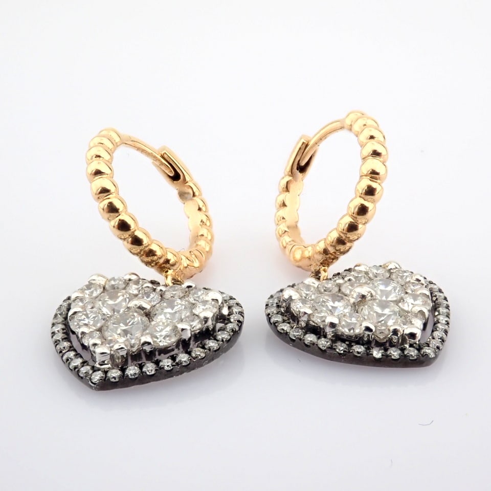 Natural Diamond 18K Yellow & White Gold Earring - 3
