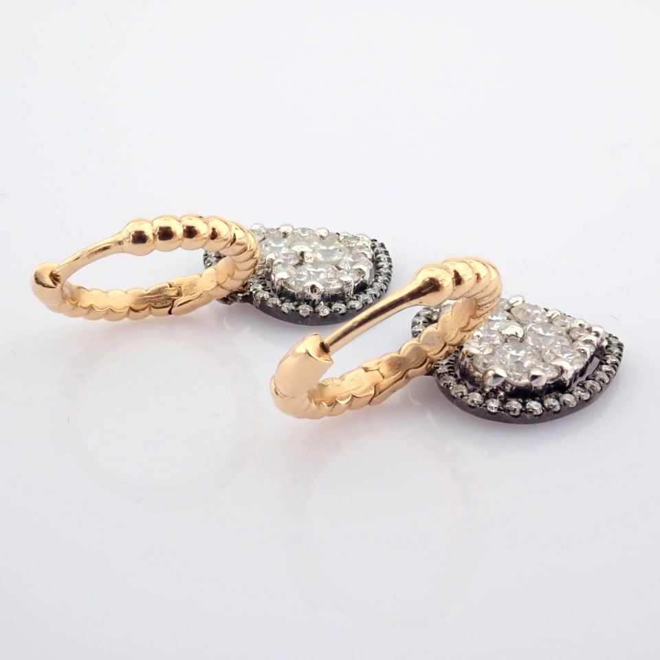 Natural Diamond 18K Yellow & White Gold Earring - 4