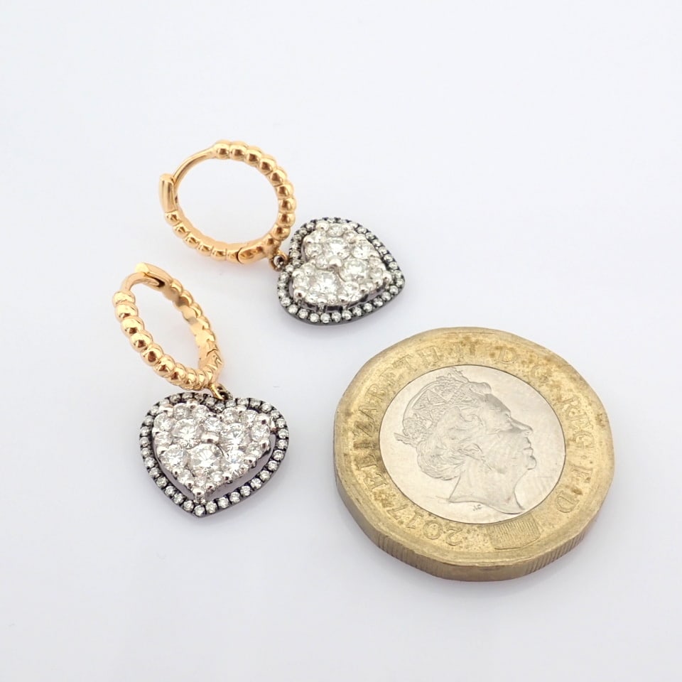 Natural Diamond 18K Yellow & White Gold Earring - 8