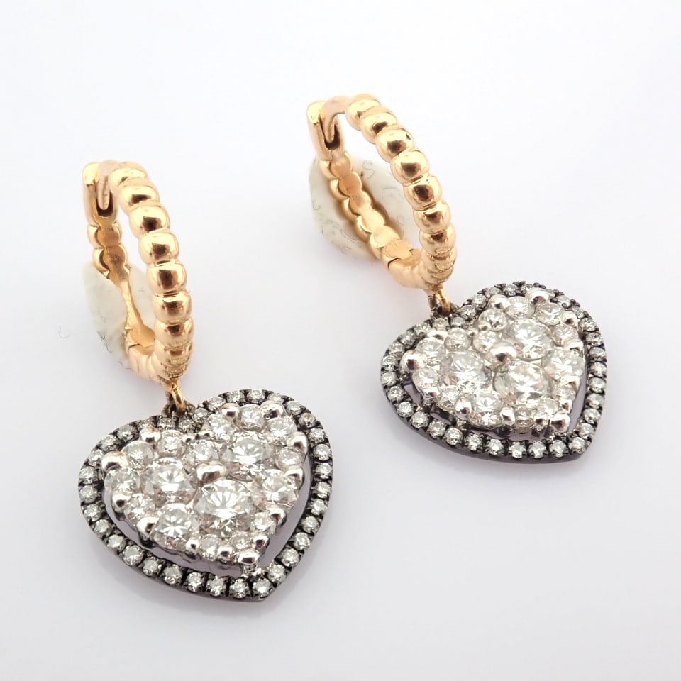 Natural Diamond 18K Yellow & White Gold Earring - 9