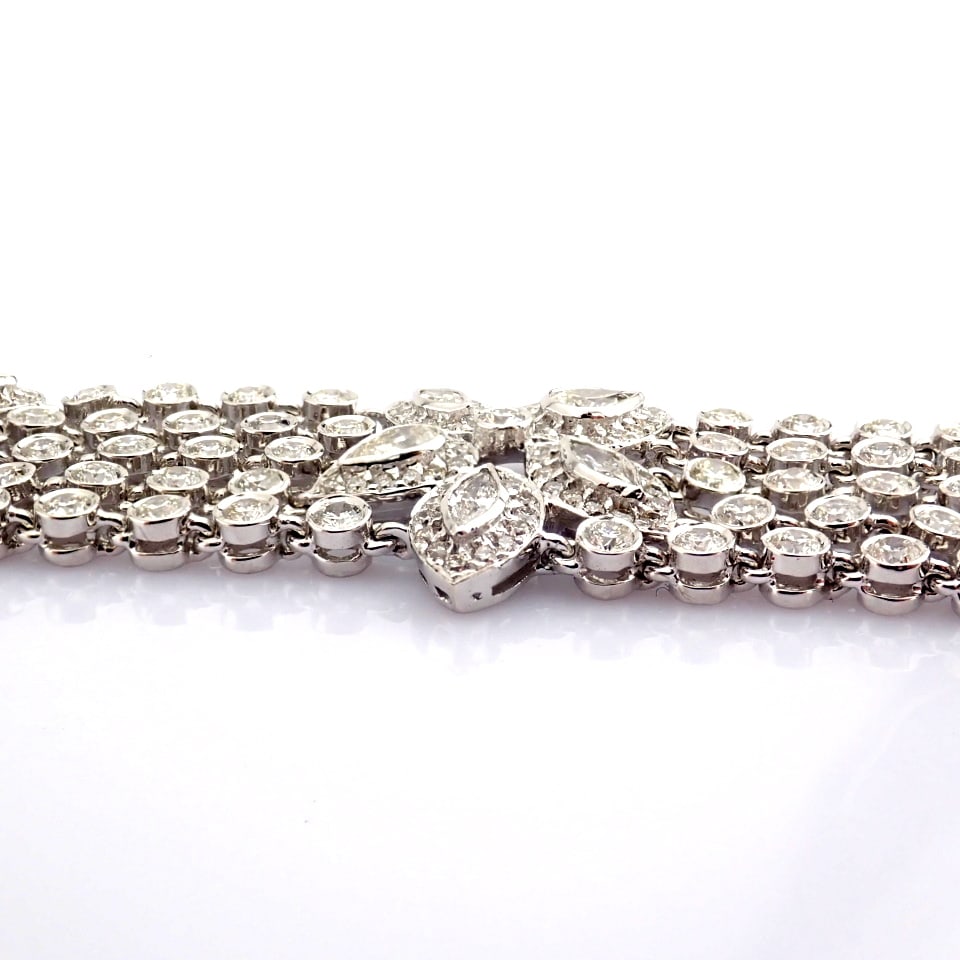 Natural Diamond 18K White Gold Bracelet - 3