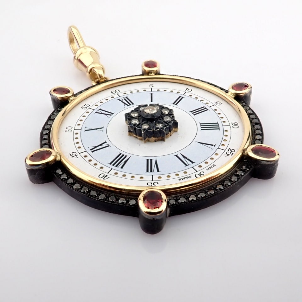 Natural Diamond 14K Yellow Gold Pendant - 4