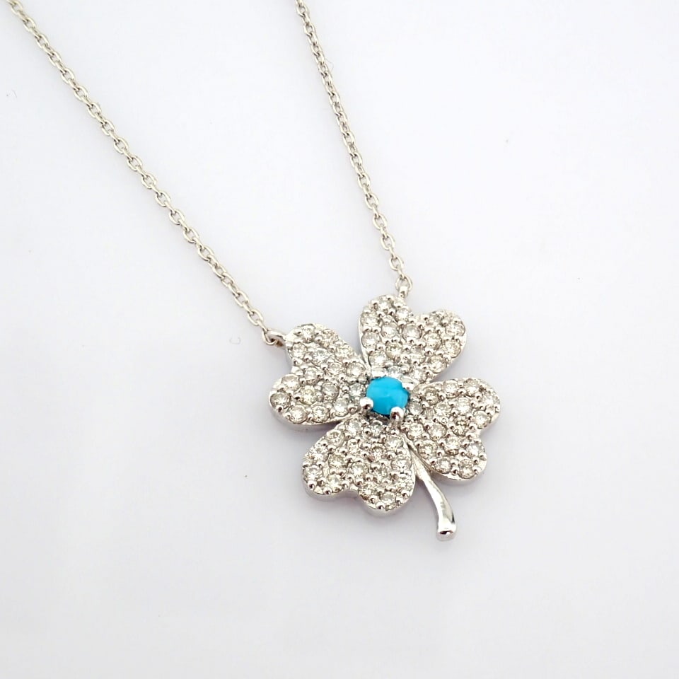 Natural Diamond 18K White Gold Necklace - 4