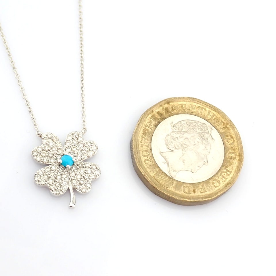 Natural Diamond 18K White Gold Necklace - 5