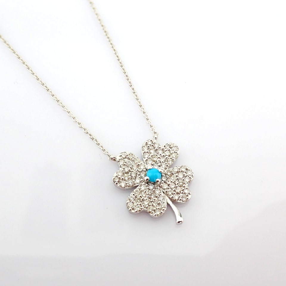 Natural Diamond 18K White Gold Necklace - 7