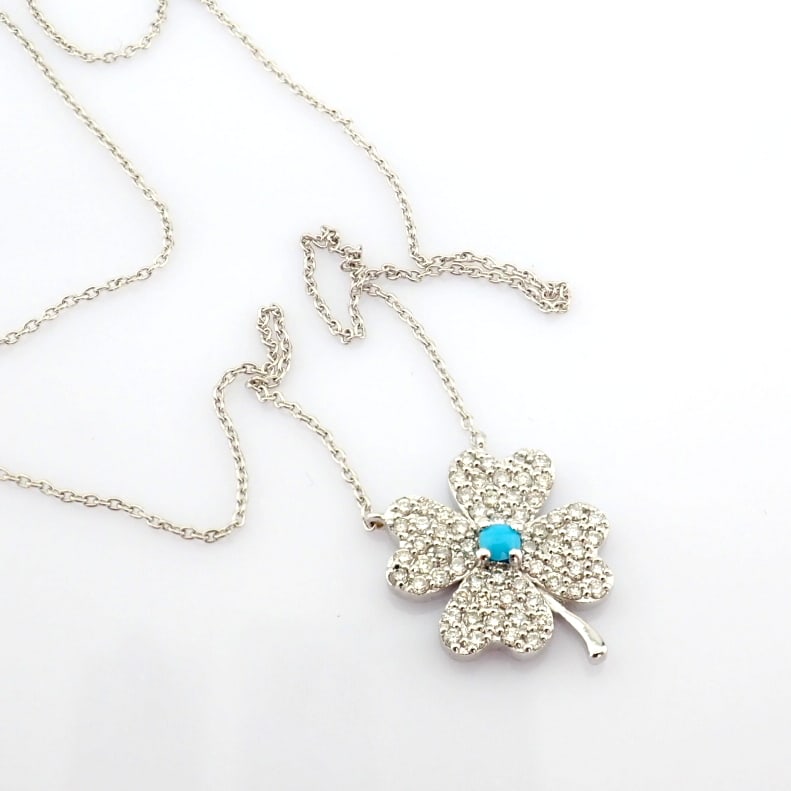 Natural Diamond 18K White Gold Necklace - 8