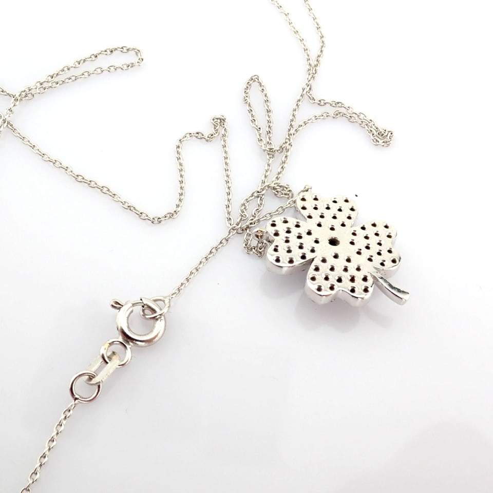 Natural Diamond 18K White Gold Necklace - 9
