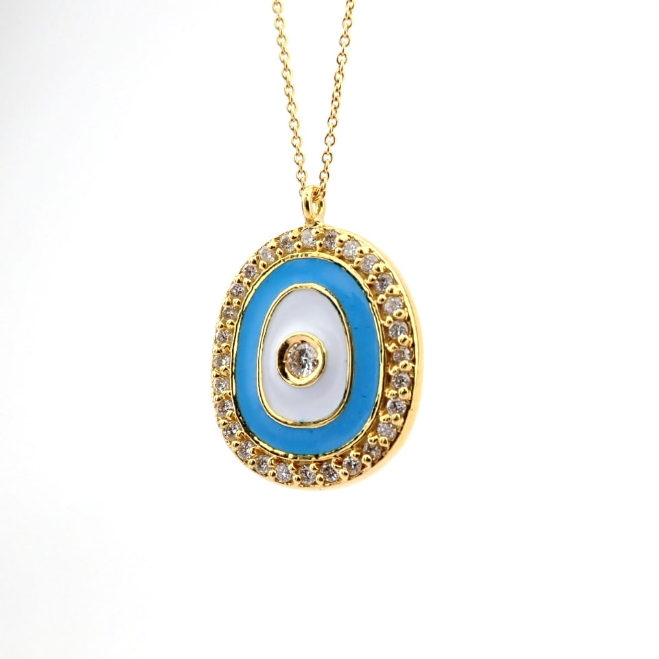 Natural Diamond 18K Yellow Gold Necklace - 6