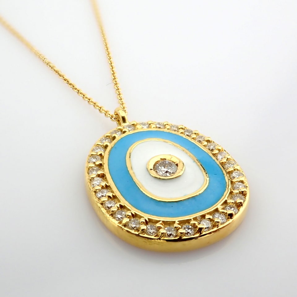Natural Diamond 18K Yellow Gold Necklace - 7