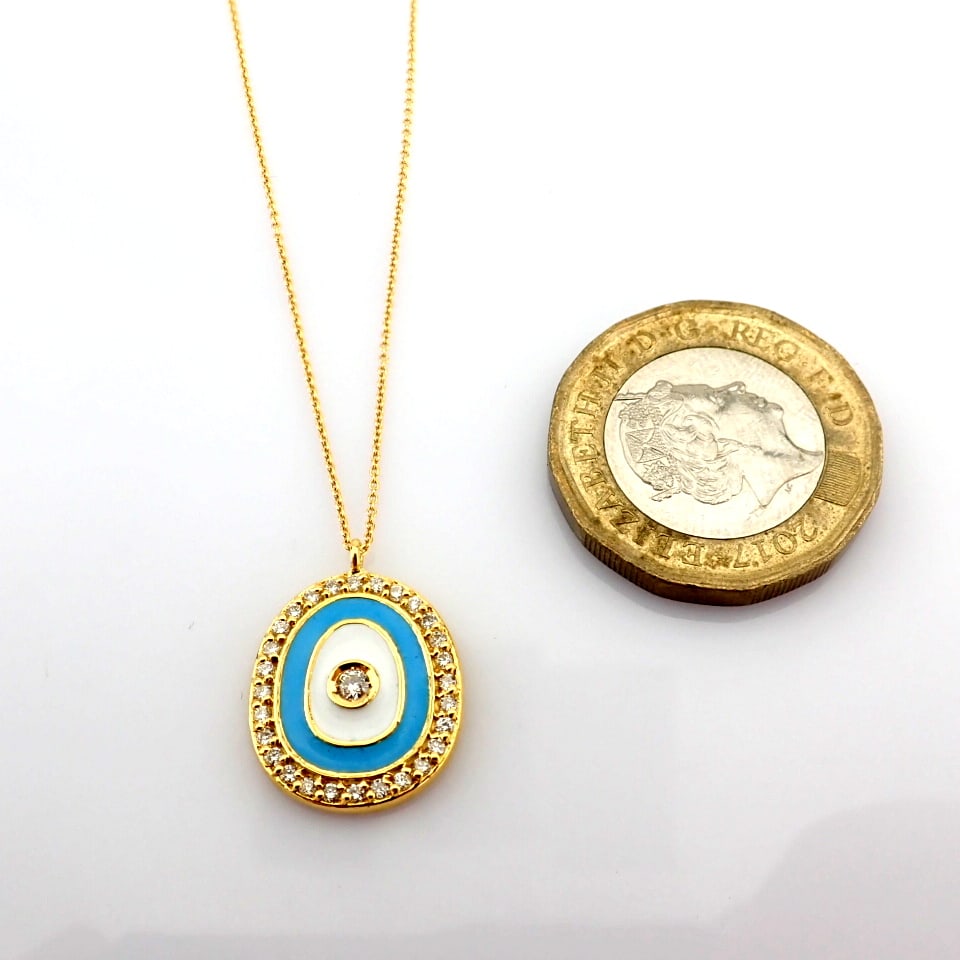 Natural Diamond 18K Yellow Gold Necklace - 8