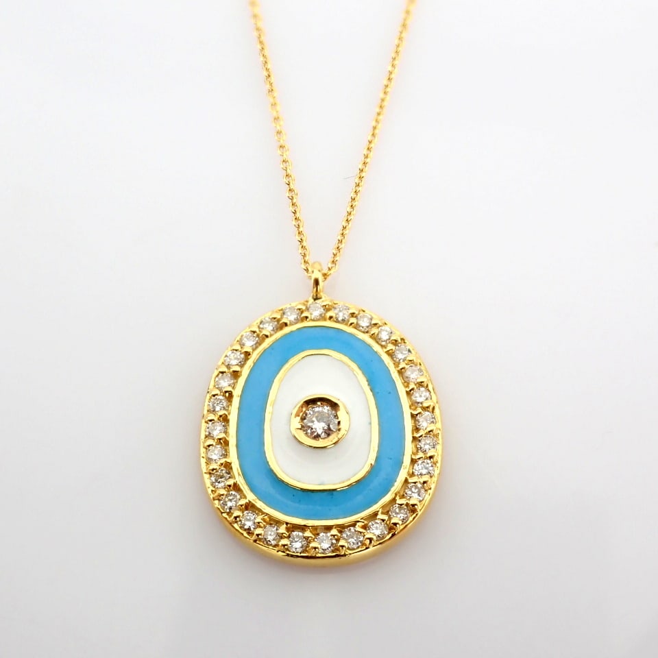 Natural Diamond 18K Yellow Gold Necklace - 9