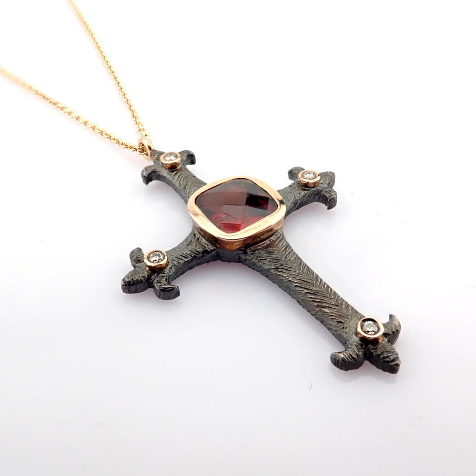 Natural Diamond 18K Rose/Pink Gold Necklace - 8