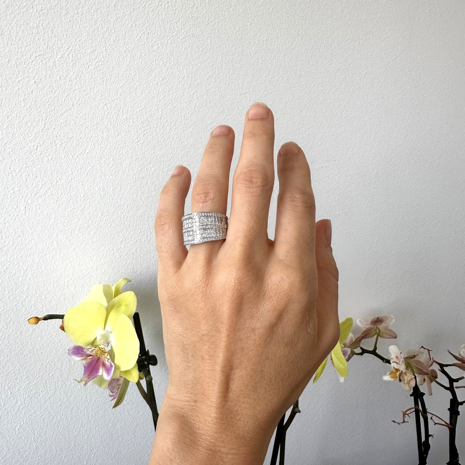 Natural Diamond 18K White Gold Ring - 5