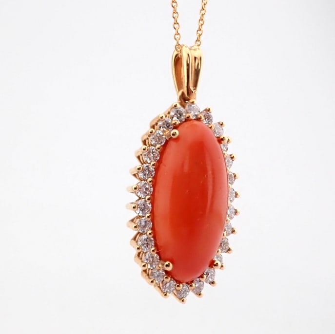 Natural Diamond 18K Rose/Pink Gold Necklace - 10