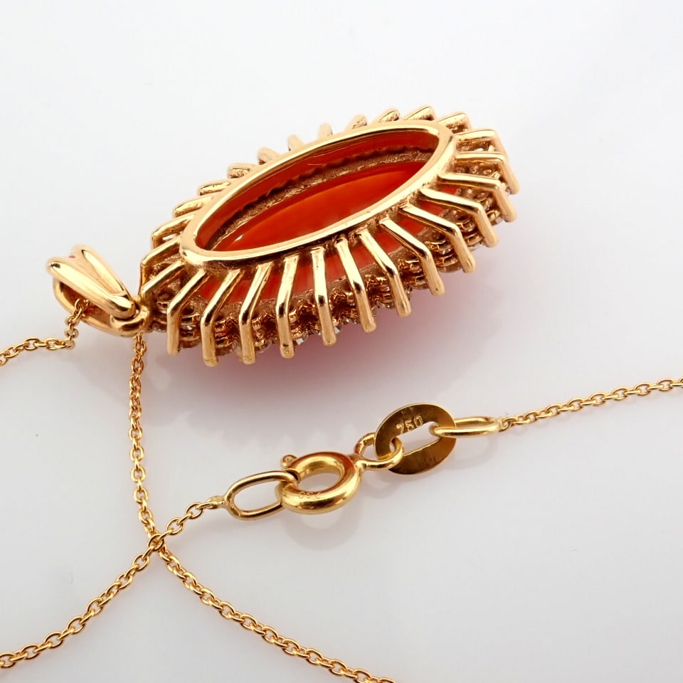 Natural Diamond 18K Rose/Pink Gold Necklace - 8