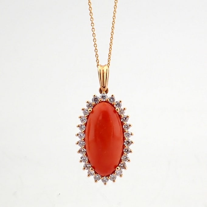 Natural Diamond 18K Rose/Pink Gold Necklace - 9