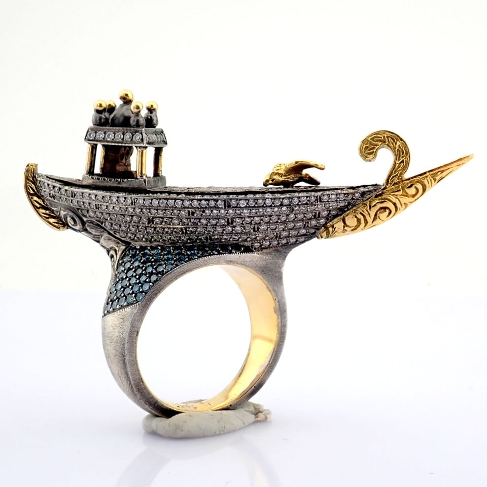 Natural Diamond 18K Yellow Gold Ring - 10