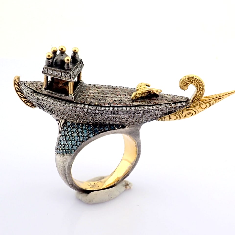 Natural Diamond 18K Yellow Gold Ring - 11
