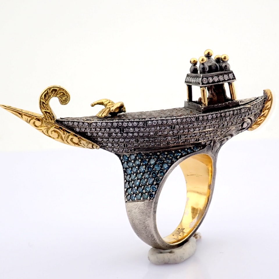 Natural Diamond 18K Yellow Gold Ring - 5
