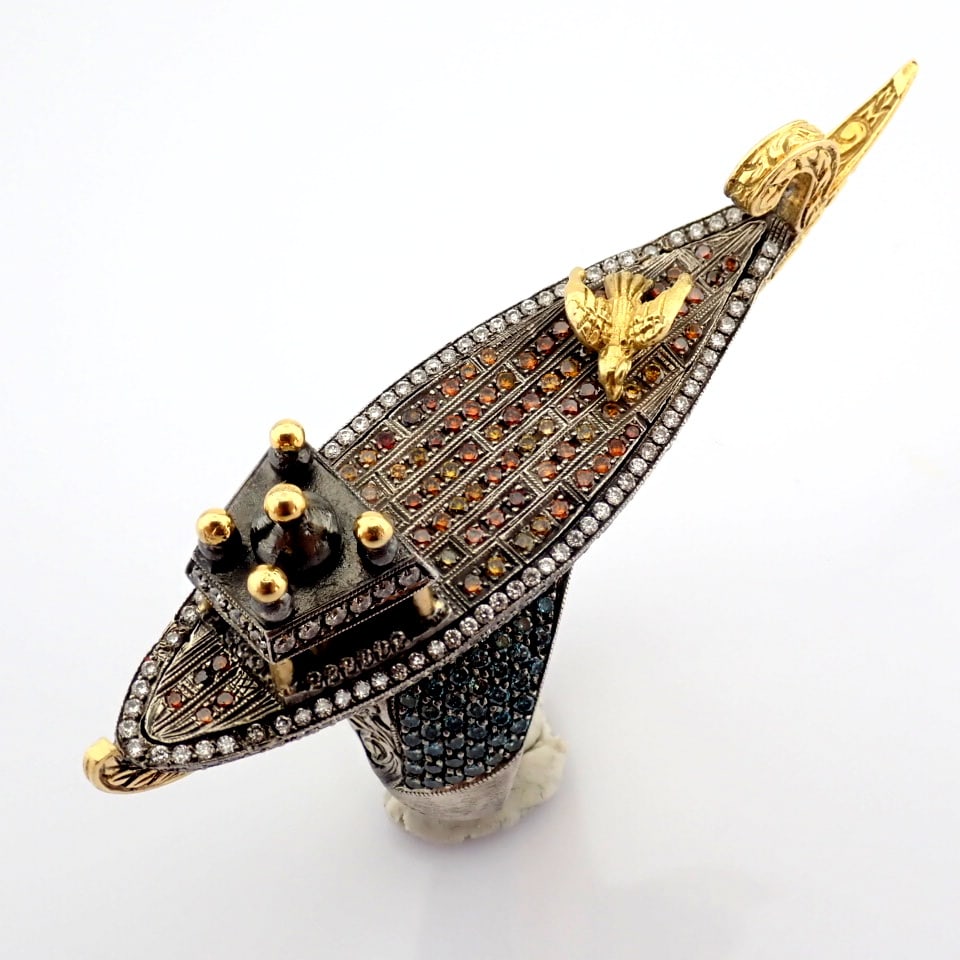 Natural Diamond 18K Yellow Gold Ring - 7