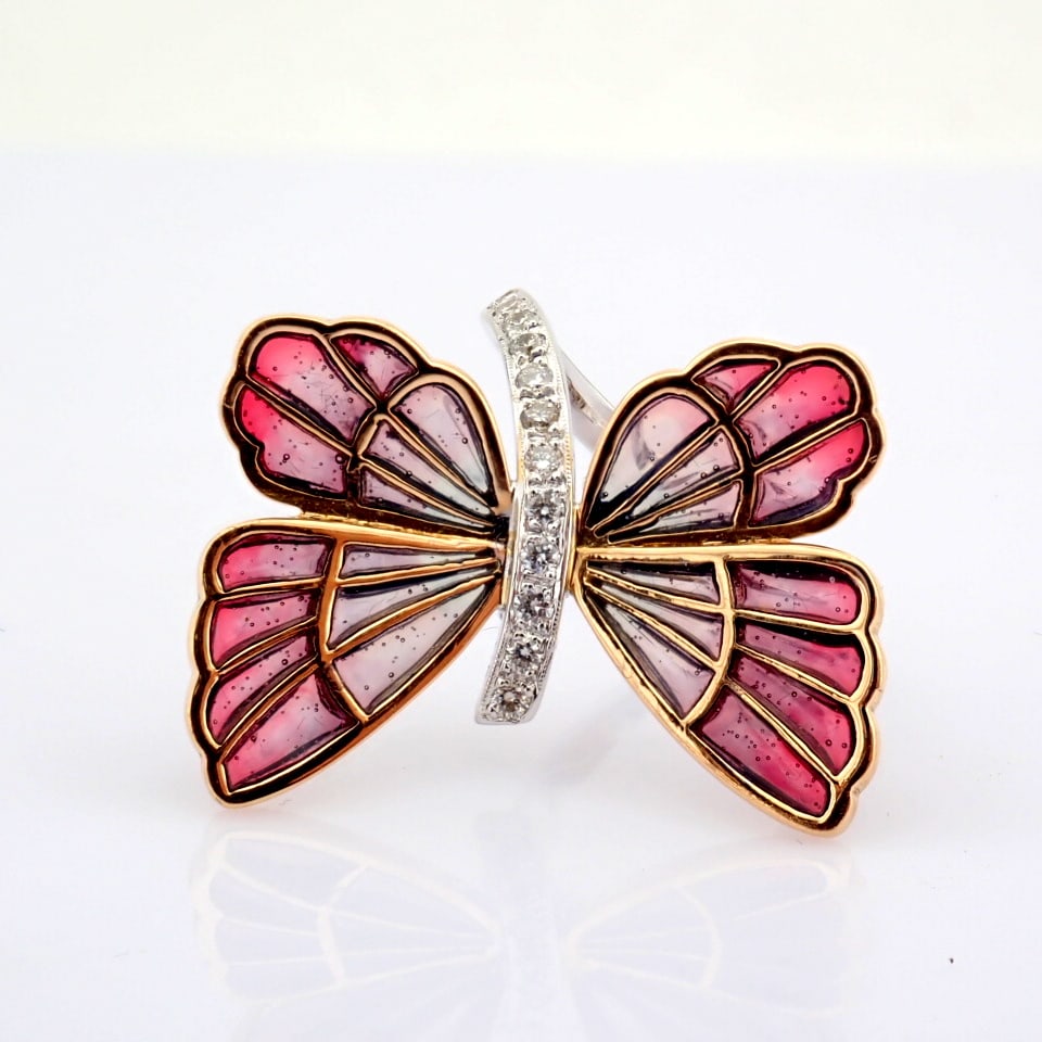 Natural Diamond 18K Rose & White Gold Ring - 4