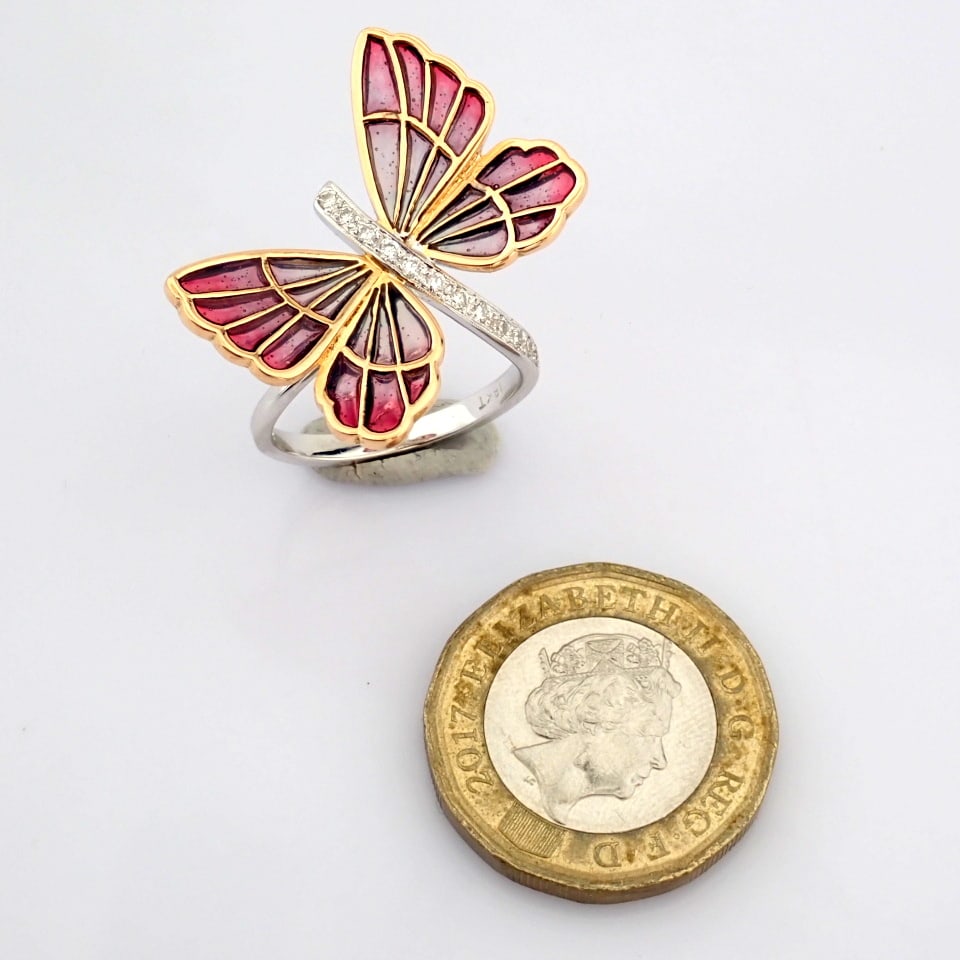 Natural Diamond 18K Rose & White Gold Ring - 6