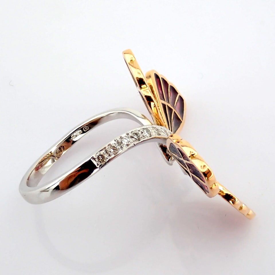 Natural Diamond 18K Rose & White Gold Ring - 9