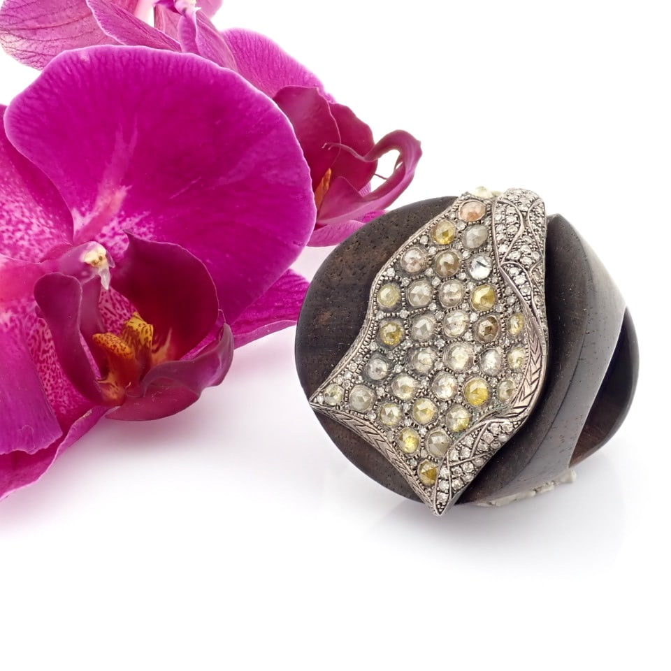 Natural Diamond 925 Silver Ring - 2