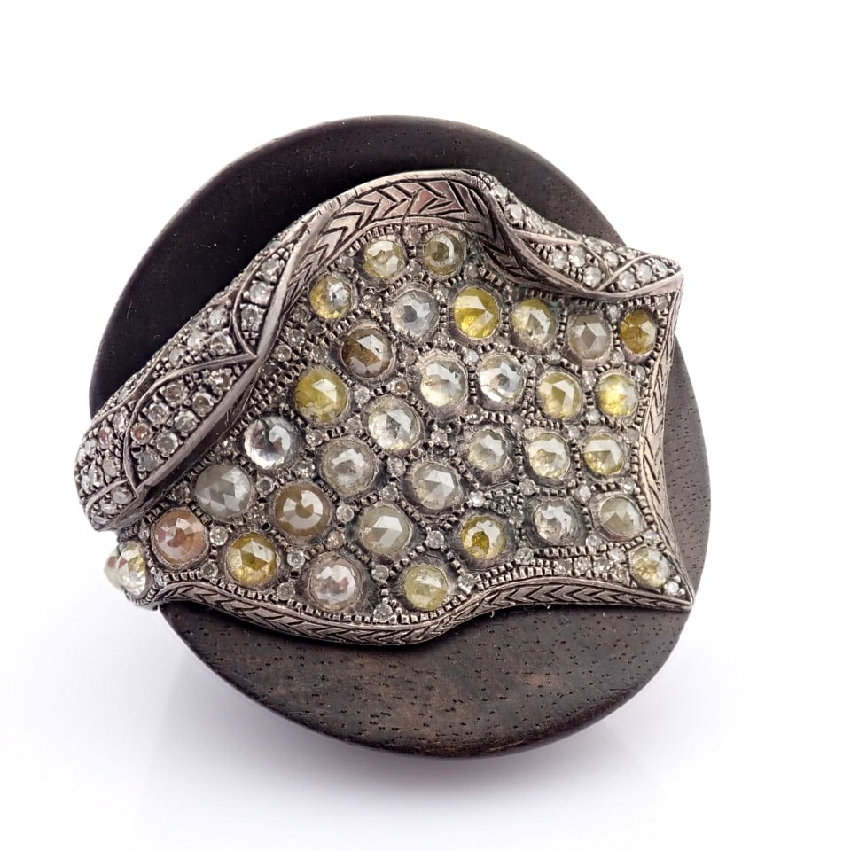 Natural Diamond 925 Silver Ring - 4