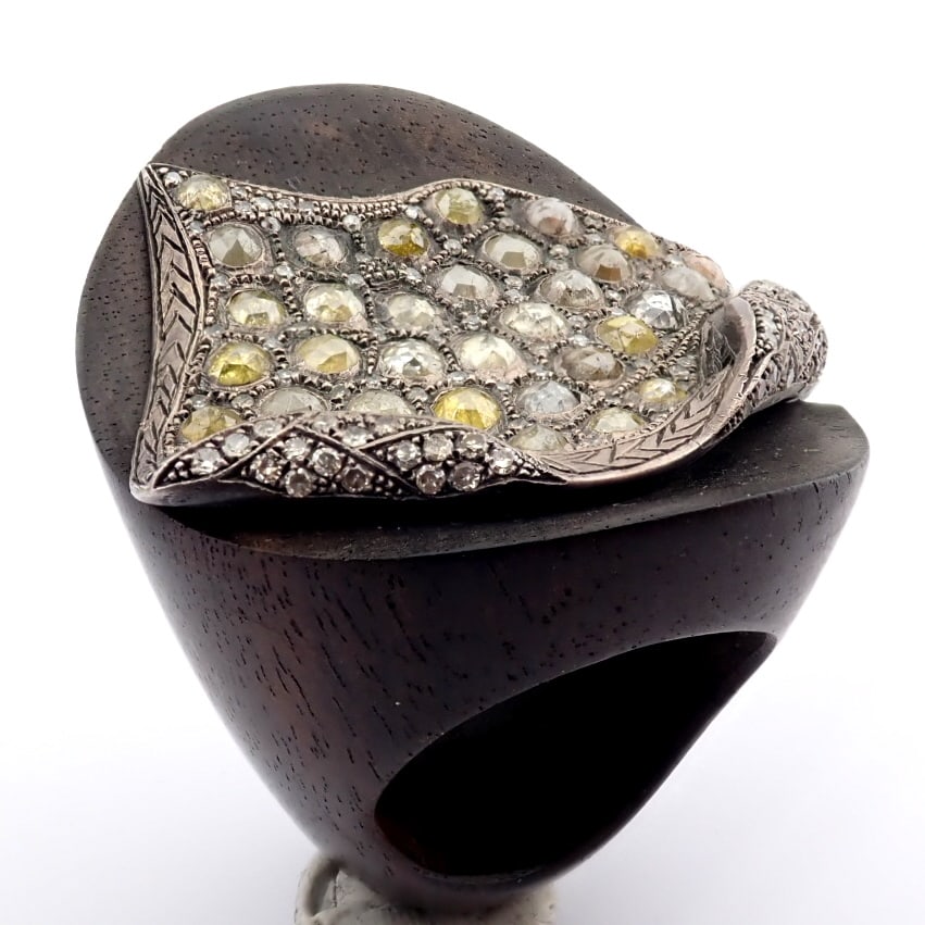Natural Diamond 925 Silver Ring - 6