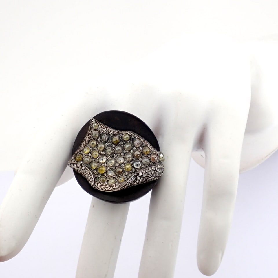 Natural Diamond 925 Silver Ring - 7