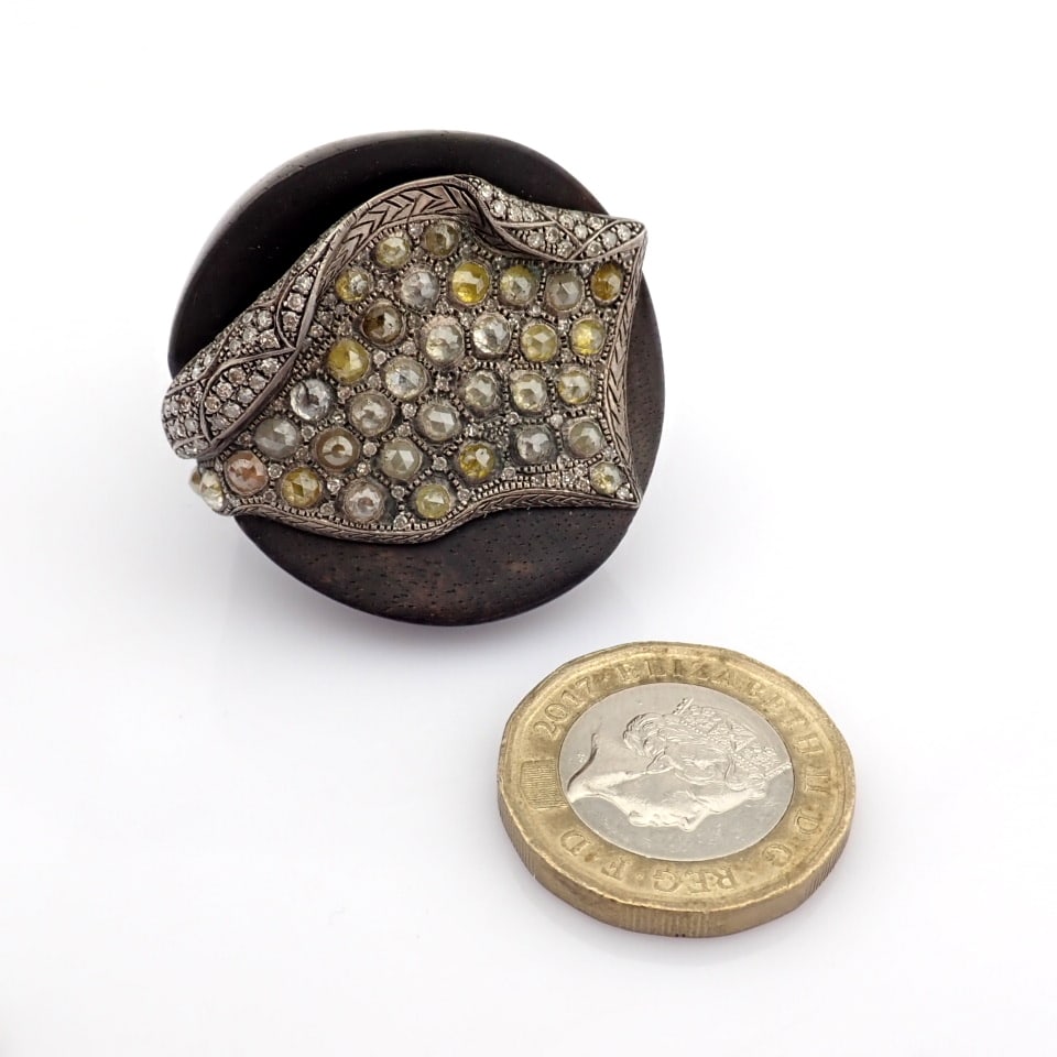 Natural Diamond 925 Silver Ring - 8