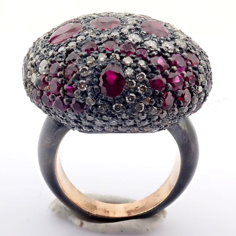 Natural Diamond 8K Rose/Pink Gold Ring - 10
