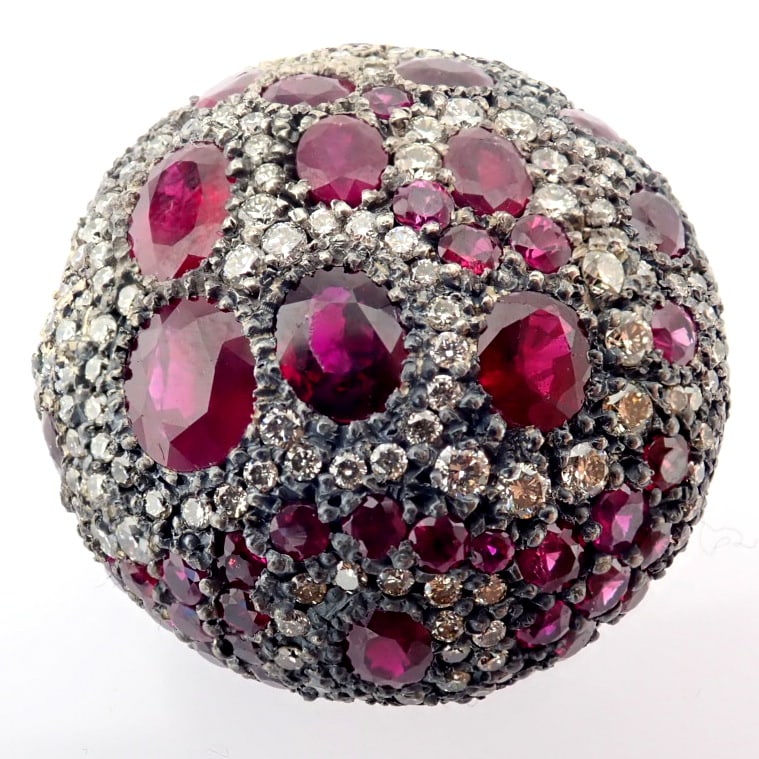 Natural Diamond 8K Rose/Pink Gold Ring - 2