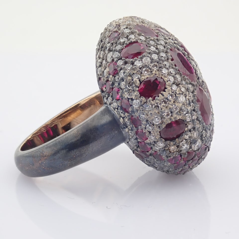 Natural Diamond 8K Rose/Pink Gold Ring - 3