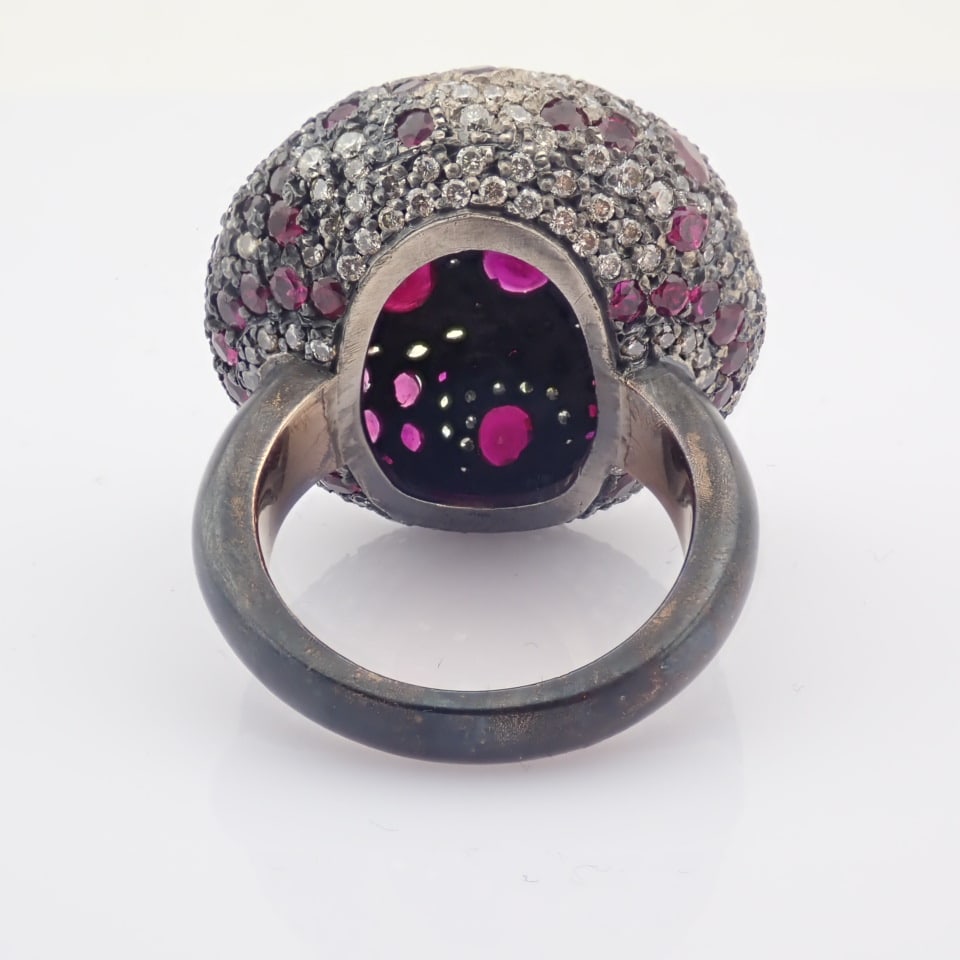 Natural Diamond 8K Rose/Pink Gold Ring - 4