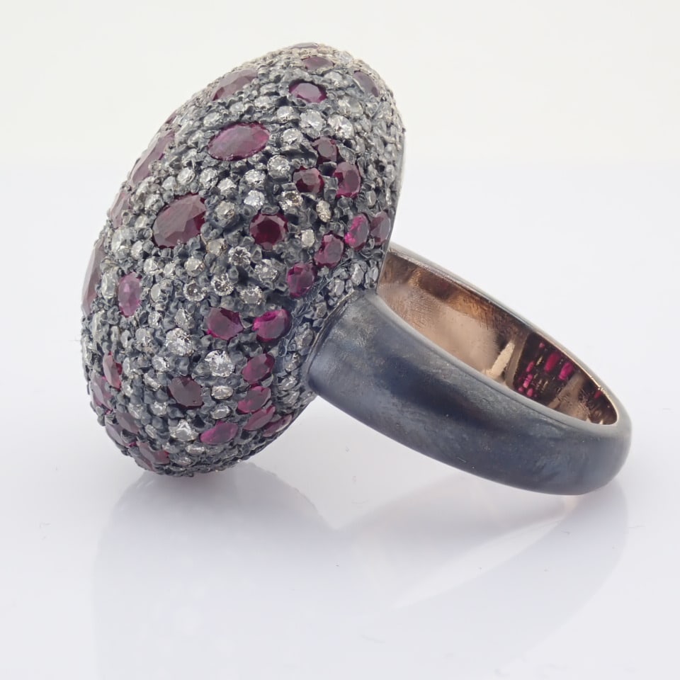Natural Diamond 8K Rose/Pink Gold Ring - 7