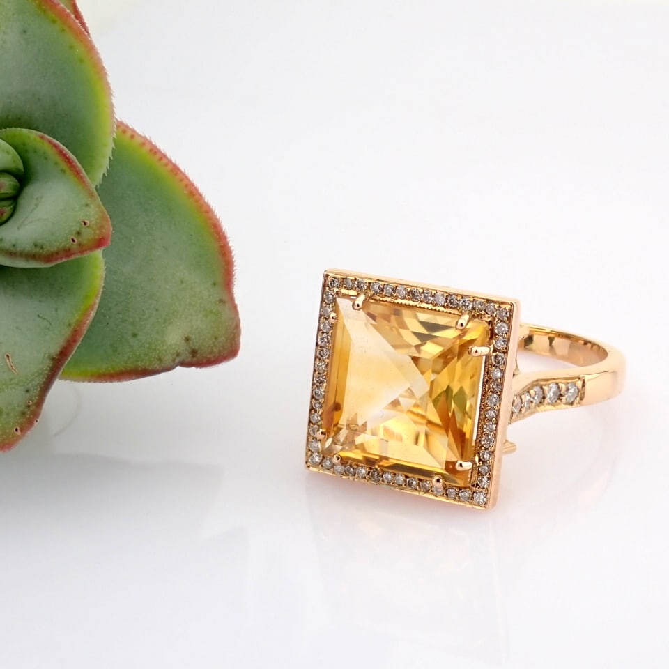 Natural Diamond 18K Rose/Pink Gold Ring - 4