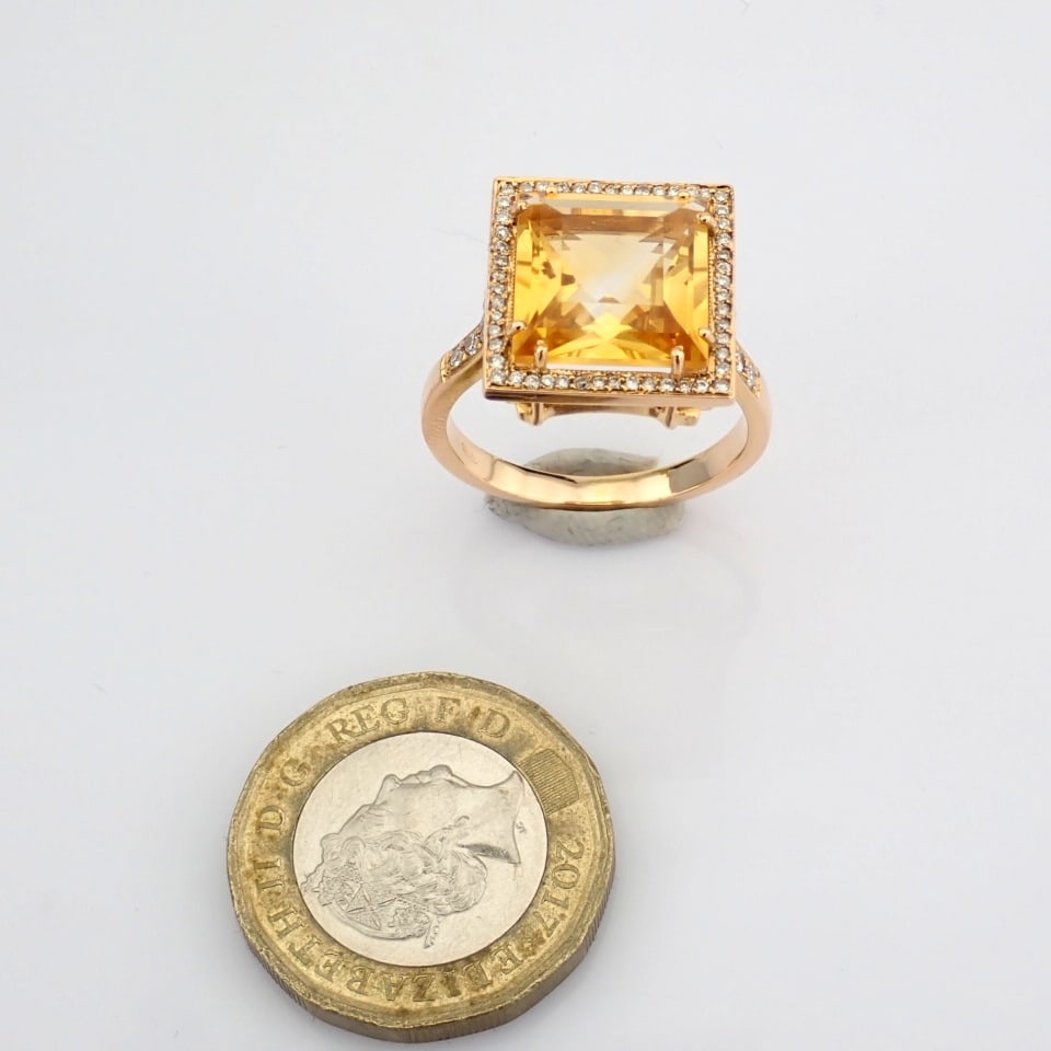 Natural Diamond 18K Rose/Pink Gold Ring - 7