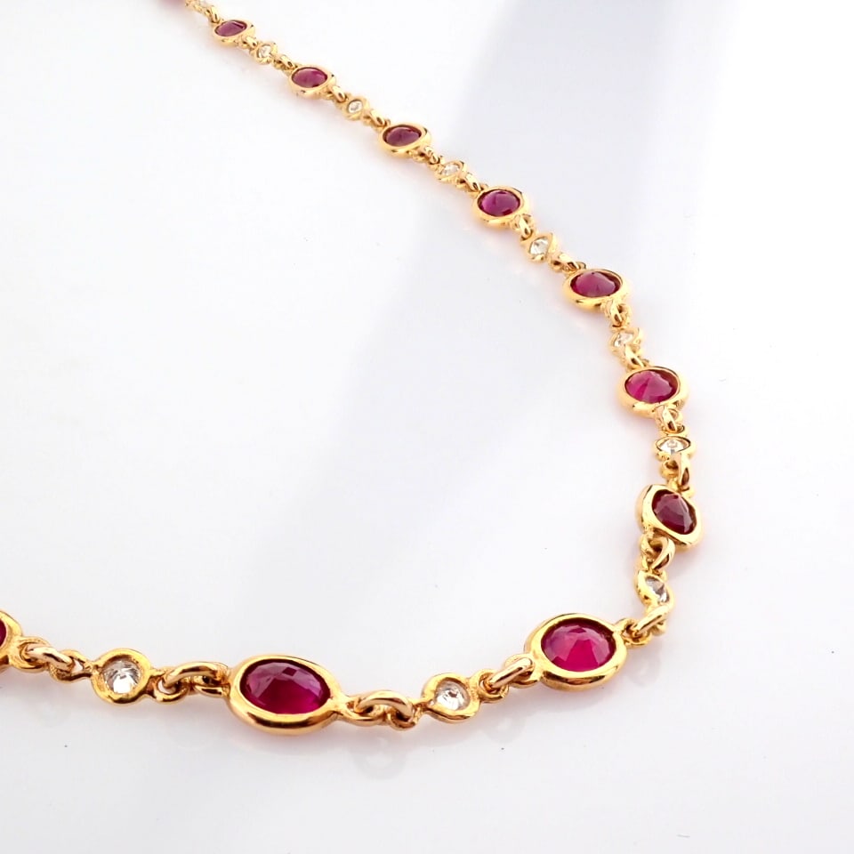 Natural Diamond 18K Rose/Pink Gold Necklace - 10