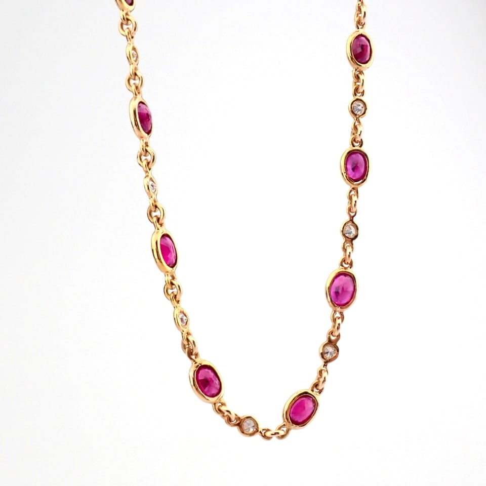 Natural Diamond 18K Rose/Pink Gold Necklace - 2
