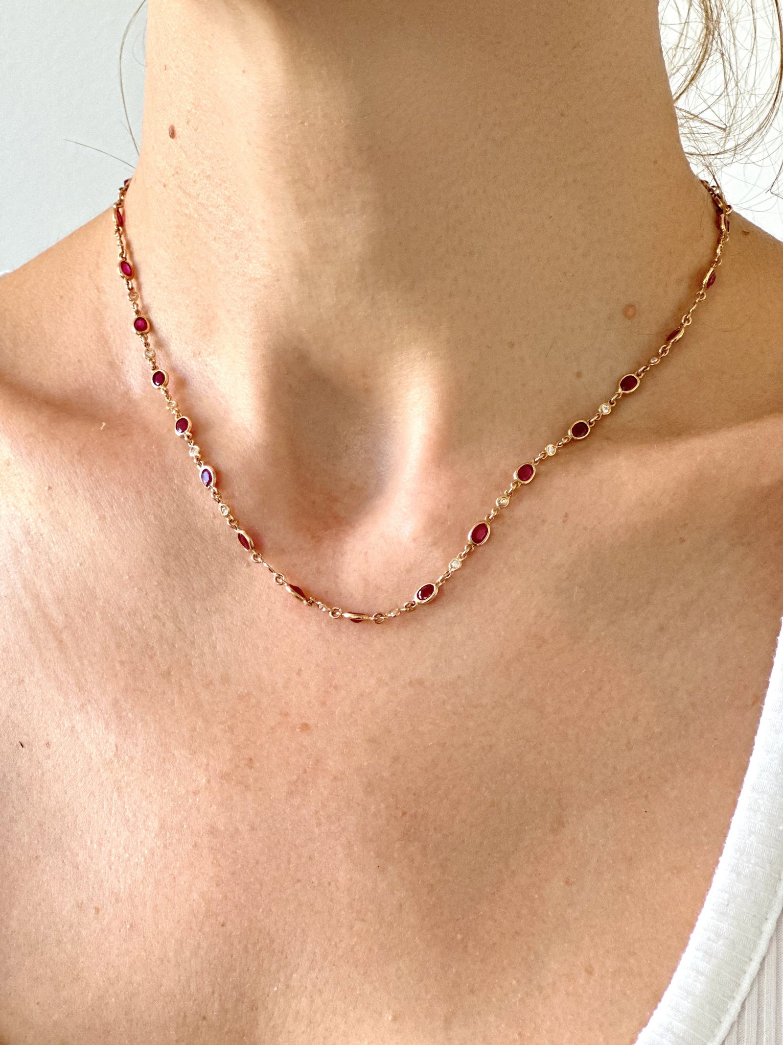 Natural Diamond 18K Rose/Pink Gold Necklace - 5