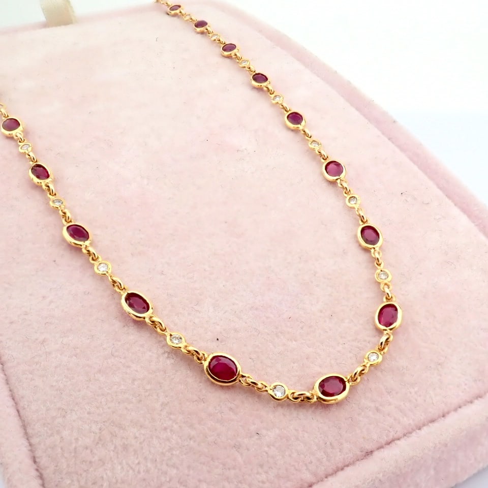 Natural Diamond 18K Rose/Pink Gold Necklace - 6