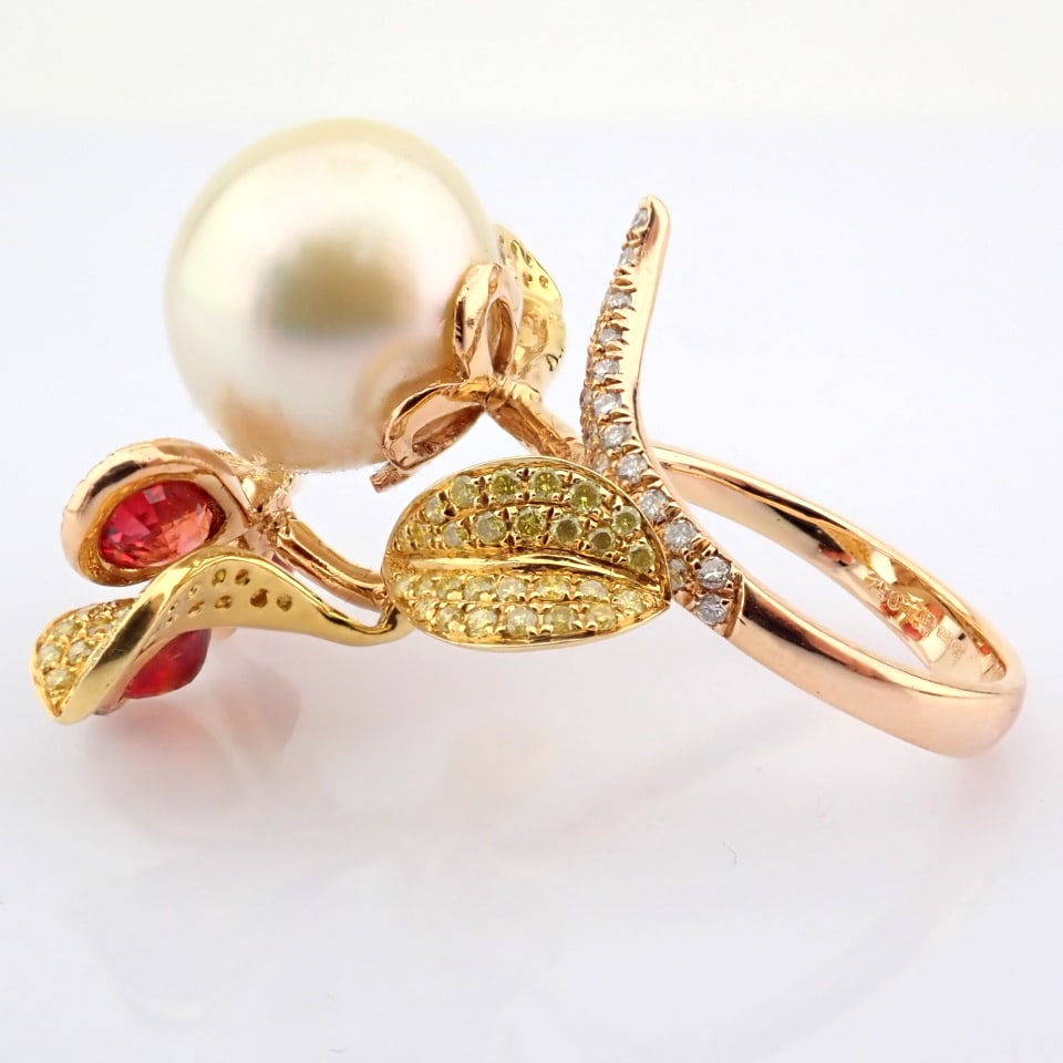 Natural Diamond 18K Rose/Pink Gold Ring - 6