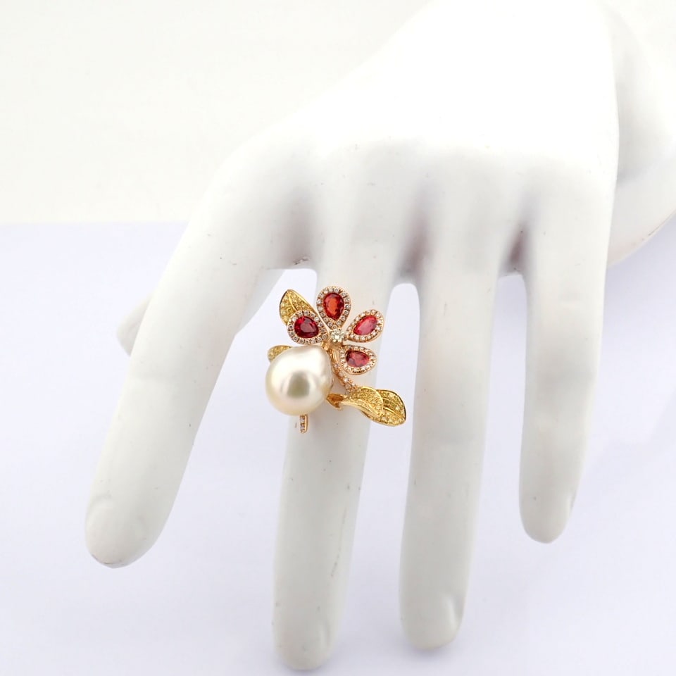 Natural Diamond 18K Rose/Pink Gold Ring - 7