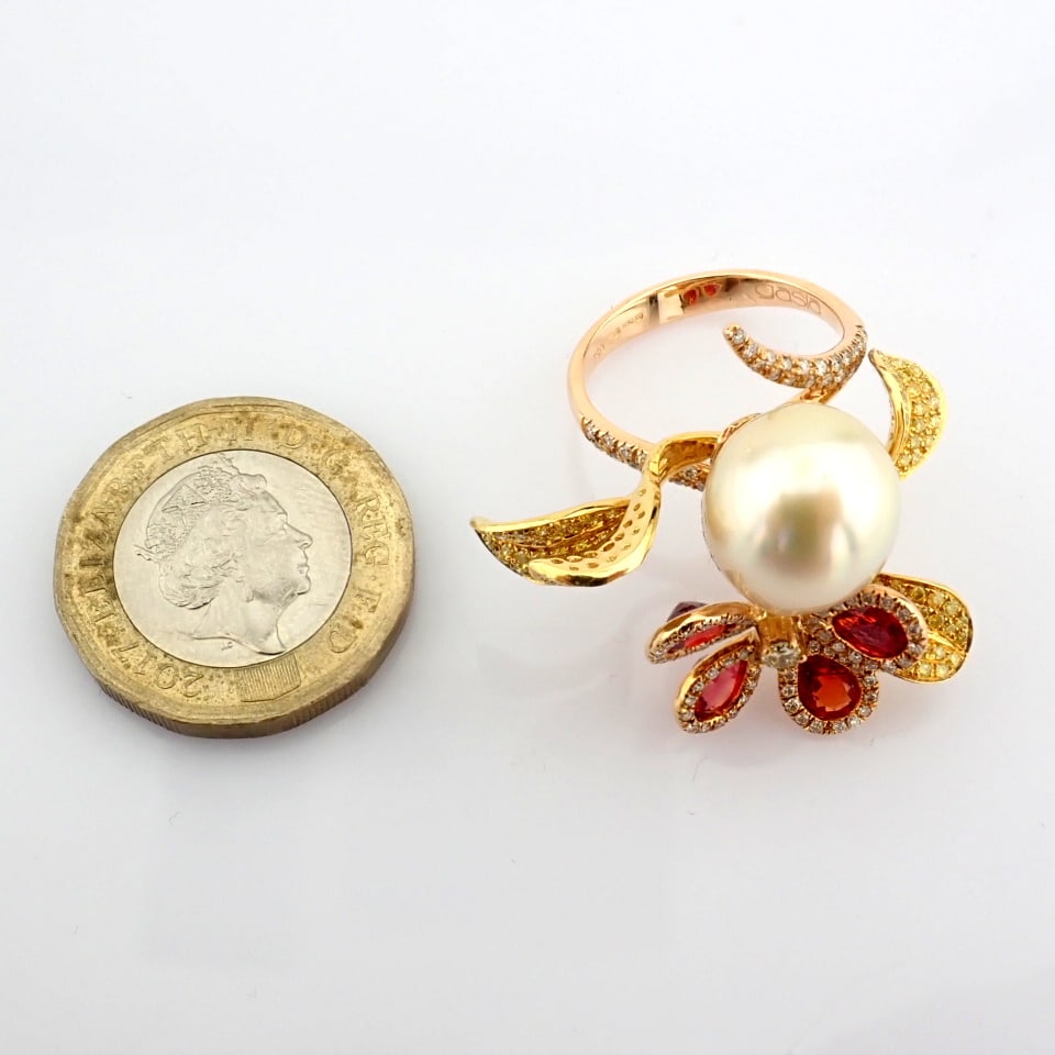 Natural Diamond 18K Rose/Pink Gold Ring - 8