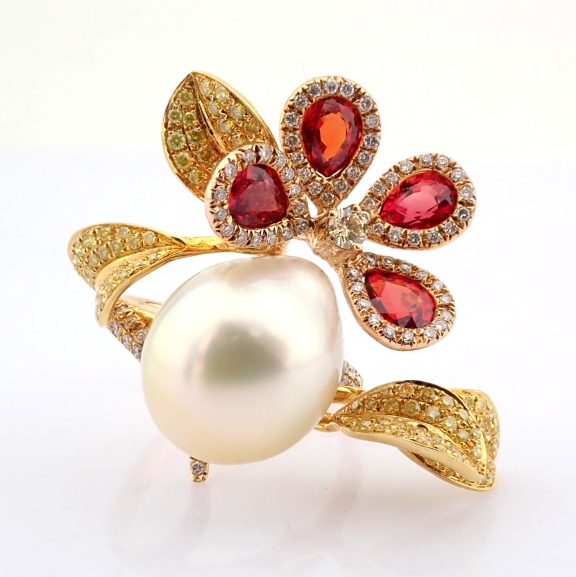 Natural Diamond 18K Rose/Pink Gold Ring - 9