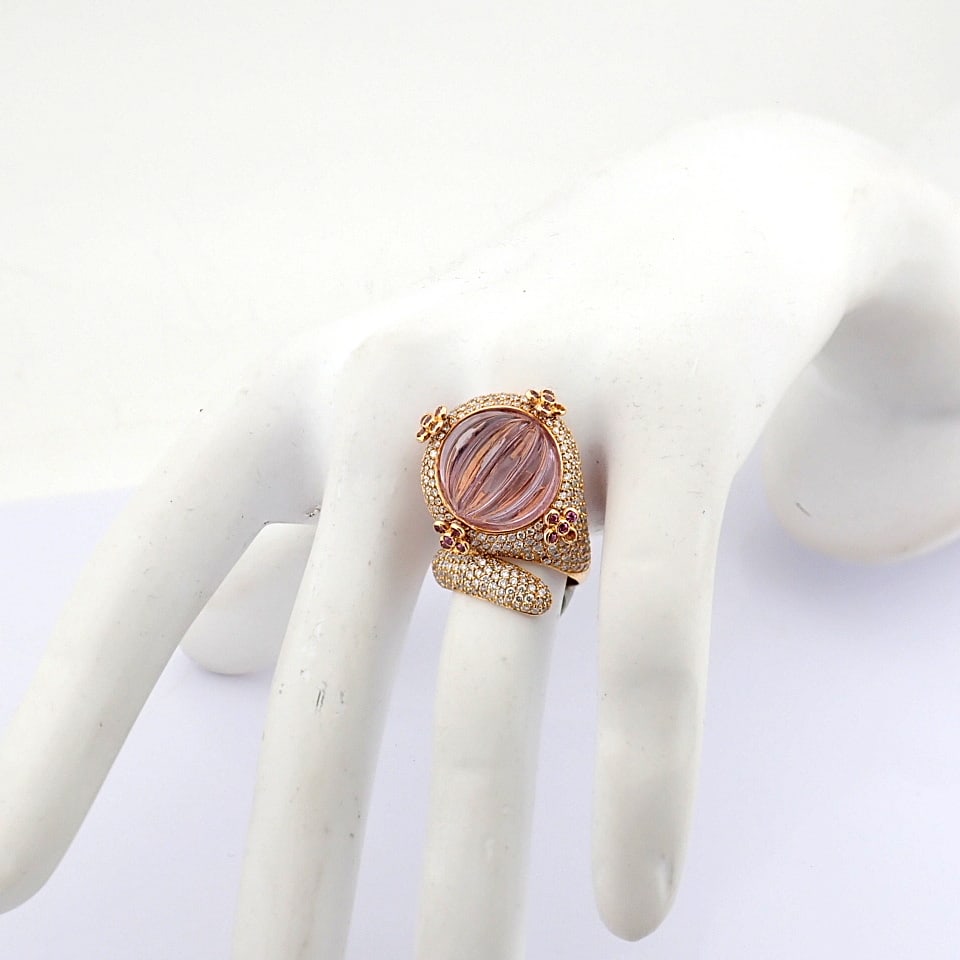 Natural Diamond 18K Rose/Pink Gold Ring - 2
